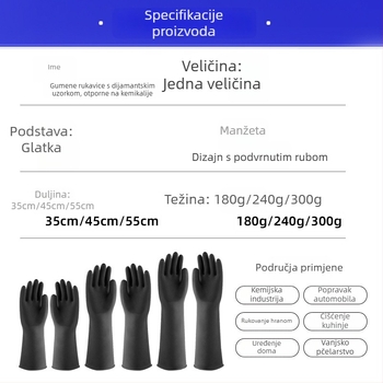 Lateks rukavice s dijamantnim uzorkom, otporne na kiseline i lužine, otporne na koroziju za kemijsku industriju