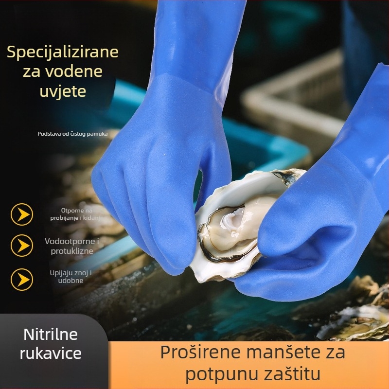 Nitrilno premazane rukavice za vodne poslove, otporne na ulje, vodonepropusne, protuklizne, otporne na probijanje, deblje