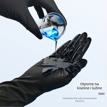 Industrijske nitril rukavice, crne, ekstra debele 6–8 mil, otporne na habanje i na kiseline i baze, jednokratne