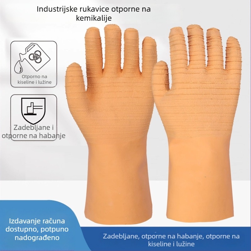 Lateks rukavice s spiralnim uzorkom, otporne na kiseline i baze, protuklizne, debeli, industrijske kemijske i korozijske otporne, izdržljive i vodonepropusne