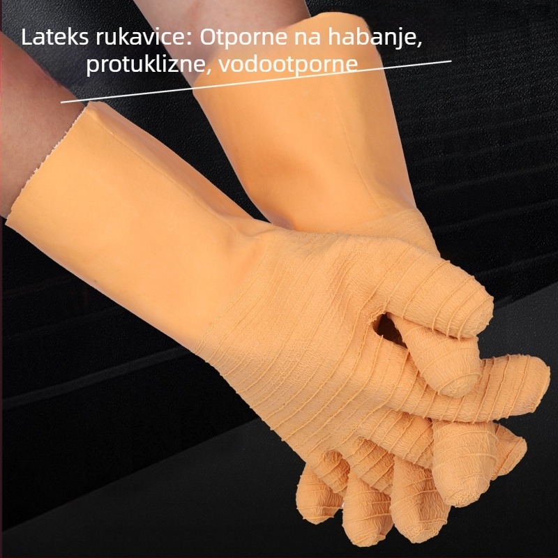 Lateks rukavice s spiralnim uzorkom, otporne na kiseline i baze, protuklizne, debeli, industrijske kemijske i korozijske otporne, izdržljive i vodonepropusne