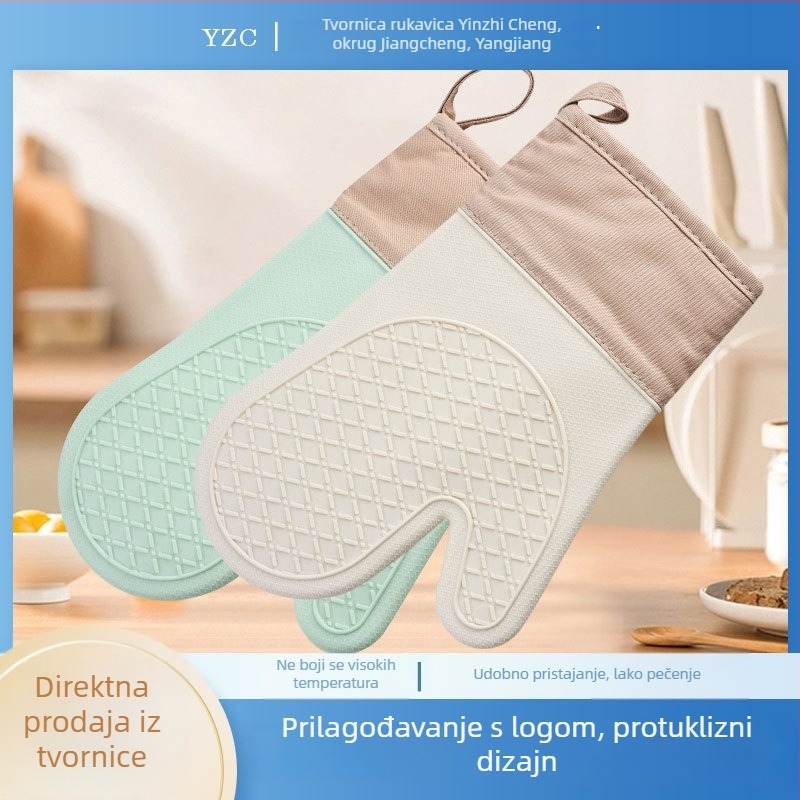 Silikonske rukavice za toplinsku izolaciju s pamučnom podstavom, dijamantni uzorak, za pećnicu i mikrovalnu, kuhinjski alati za pečenje