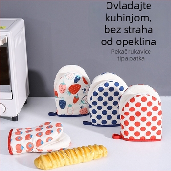 Rukavice za mikrovalnu pećnicu, debela izolacija, s točkastim uzorkom, japanskog stila zaštita od opeklina, kuhinjske pamučne rukavice