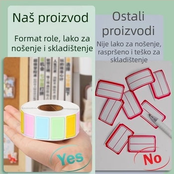 Šarene vodootporne naljepnice za pisanje, samoljepljive naljepnice za imena