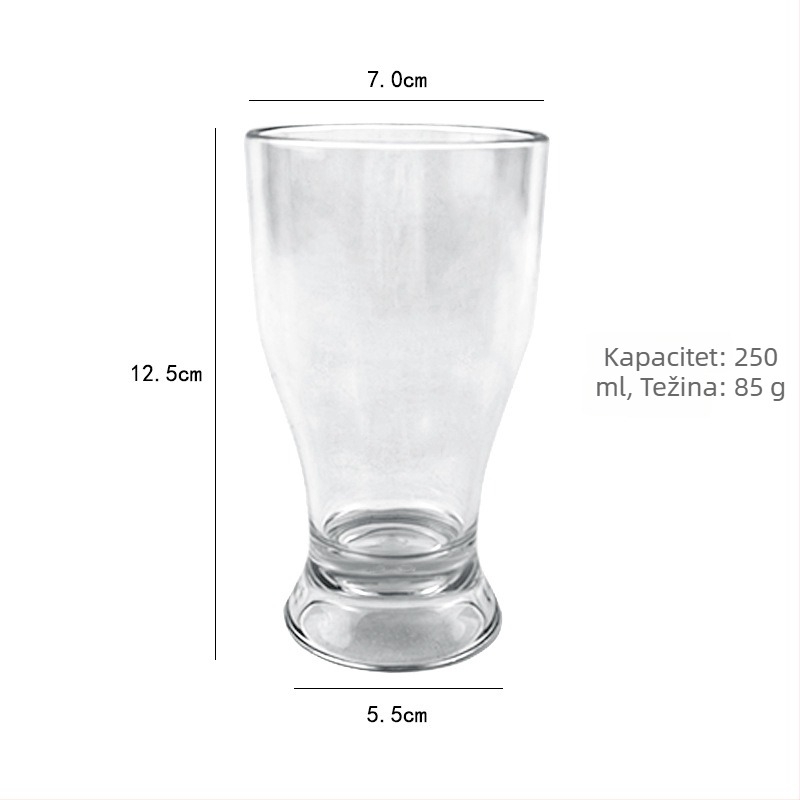 Proziran akrilni čašica za napitke za restorane, pogodna za tople i hladne napitke, limunada, sokovi, čaj s mlijekom i pivo, zapremina 201–300 ml