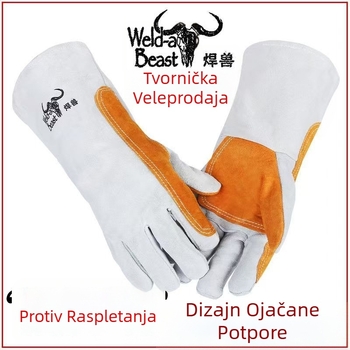 Rukavice za zavarivanje od goveđe kože Welding Beast, izolirane, otporne na visoke temperature, zaštita od opeklina, debele i otporne na habanje, zaštita od prskanja