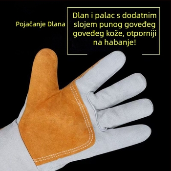 Rukavice za zavarivanje od goveđe kože Welding Beast, izolirane, otporne na visoke temperature, zaštita od opeklina, debele i otporne na habanje, zaštita od prskanja
