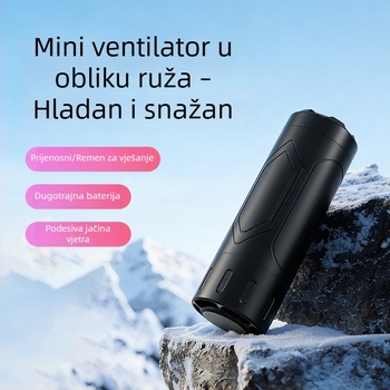 Mini ventilator u stilu ruža s mogućnošću nošenja oko vrata i ručnog načina rada, prenosiv s ugrađenom baterijom