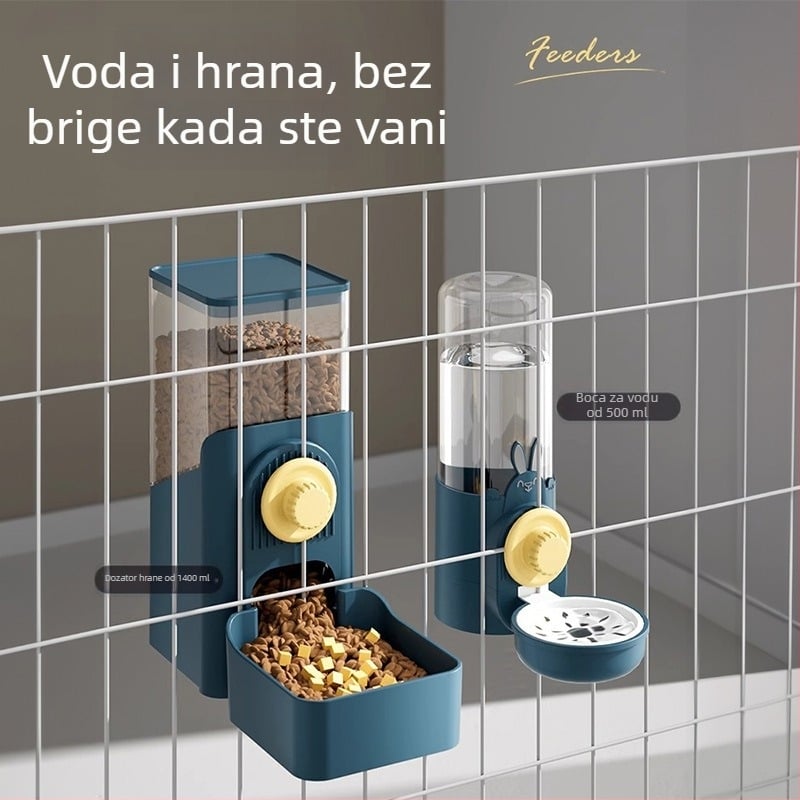 Automatska hranilica i viseća posuda za vodu za kućne ljubimce – mačke i psi, uz kavez