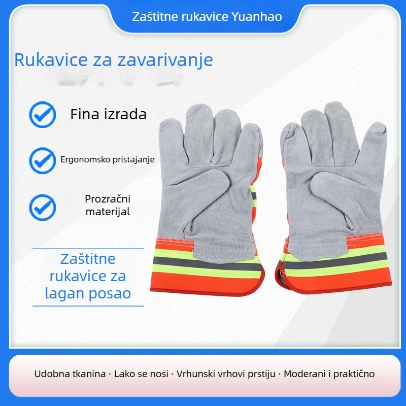 Rukavice za zavarivanje s fluorescencijskim trakama, izolirane kožne radne rukavice za rad na otvorenom i vrtlarstvo