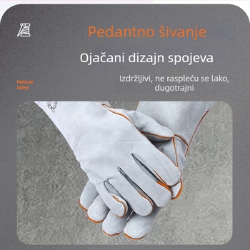 Dvostruko kožne rukavice za zavarivanje s podstavom, otporne na toplinu i habanje.