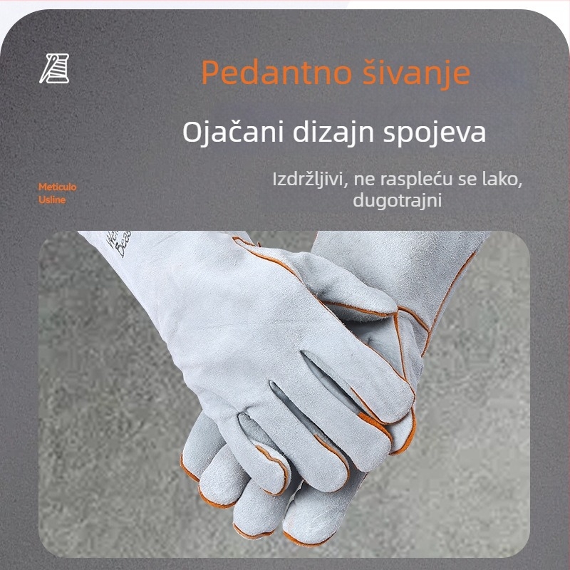 Dvostruko kožne rukavice za zavarivanje s podstavom, otporne na toplinu i habanje.