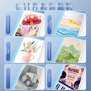 Dječji umjetnički album sa klipom za radove, format A3/8K, 60 stranica, PP materijal, prenosiva veličina A3/A2