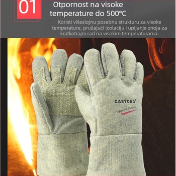 Castington produžne industrijske rukavice visoke temperature 500°C za zavarivanje, zaštita od opeklina, izolacija topline, radne rukavice za roštilj