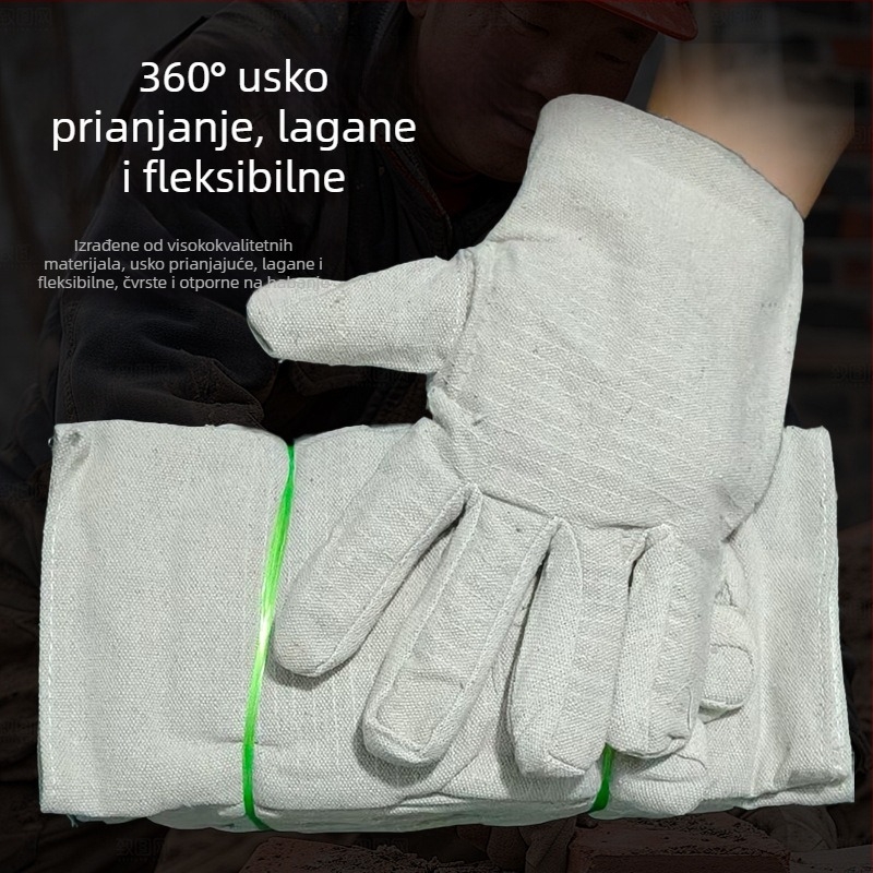 Platnene rukavice za zavarivanje, zaštitne, protuklizne, otporne na habanje, debele, s dvostrukim slojem