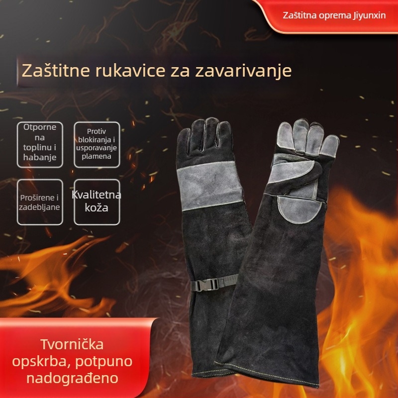 60 cm debeli kožni rukavici za zavarivanje, otporni na toplinu i visoke temperature, zaštitni i otporni na habanje radni rukavici za zavarivače