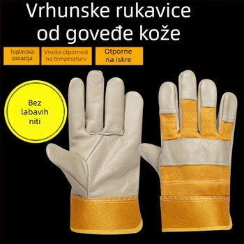 Zavarivačke rukavice od kože goveda, otporne na habanje, zaštita od visokih temperatura, protiv opekotina, mekane i kratke, posebne zaštitne rukavice za zavarivanje