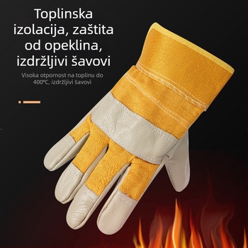 Zavarivačke rukavice od kože goveda, otporne na habanje, zaštita od visokih temperatura, protiv opekotina, mekane i kratke, posebne zaštitne rukavice za zavarivanje