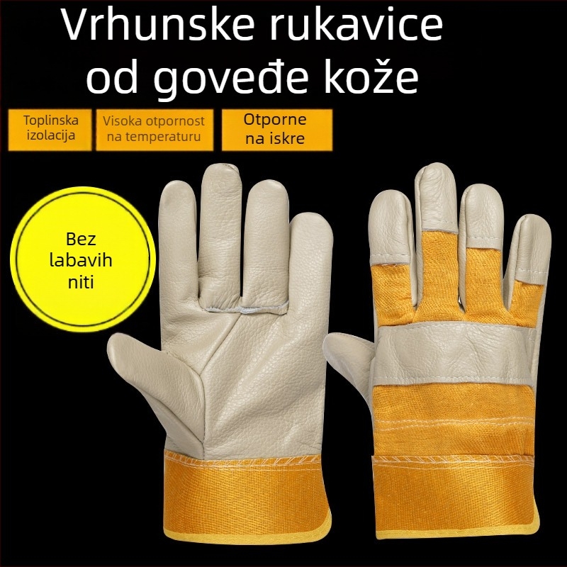Zavarivačke rukavice od kože goveda, otporne na habanje, zaštita od visokih temperatura, protiv opekotina, mekane i kratke, posebne zaštitne rukavice za zavarivanje