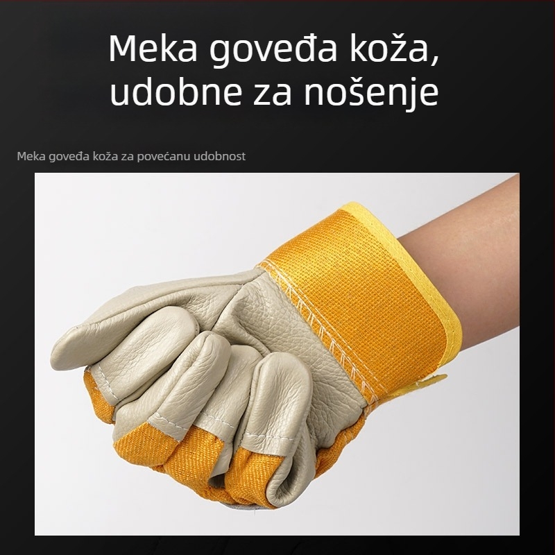 Zavarivačke rukavice od kože goveda, otporne na habanje, zaštita od visokih temperatura, protiv opekotina, mekane i kratke, posebne zaštitne rukavice za zavarivanje