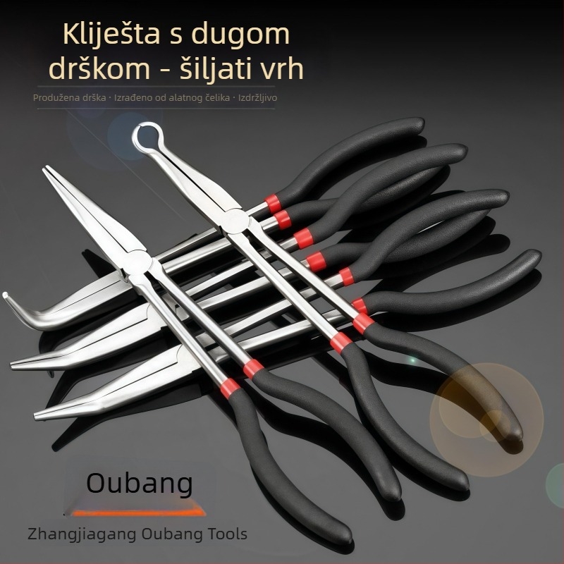 Proširene klešta s dugim nosom, 11 i 16 inča, crveno-crna drža