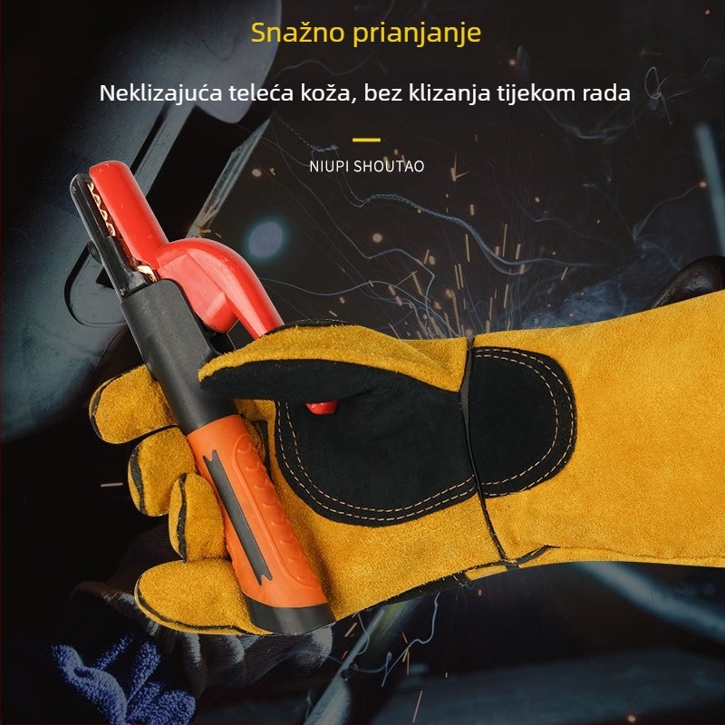 60 cm zaštitne rukavice od bikove kože, ojačane, za obuku pasa te zaštitu od ugriza kućnih ljubimaca i ogrebotina mačaka
