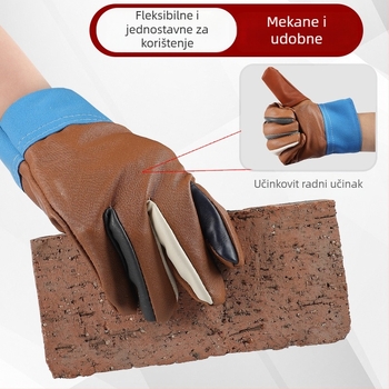 Debljane kratke kožne rukavice za zavarivanje — otporne na habanje i ulje, zaštita na radu; prikladne za rukovanje strojevima i električno zavarivanje.