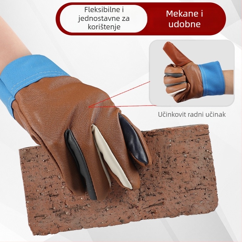 Debljane kratke kožne rukavice za zavarivanje — otporne na habanje i ulje, zaštita na radu; prikladne za rukovanje strojevima i električno zavarivanje.