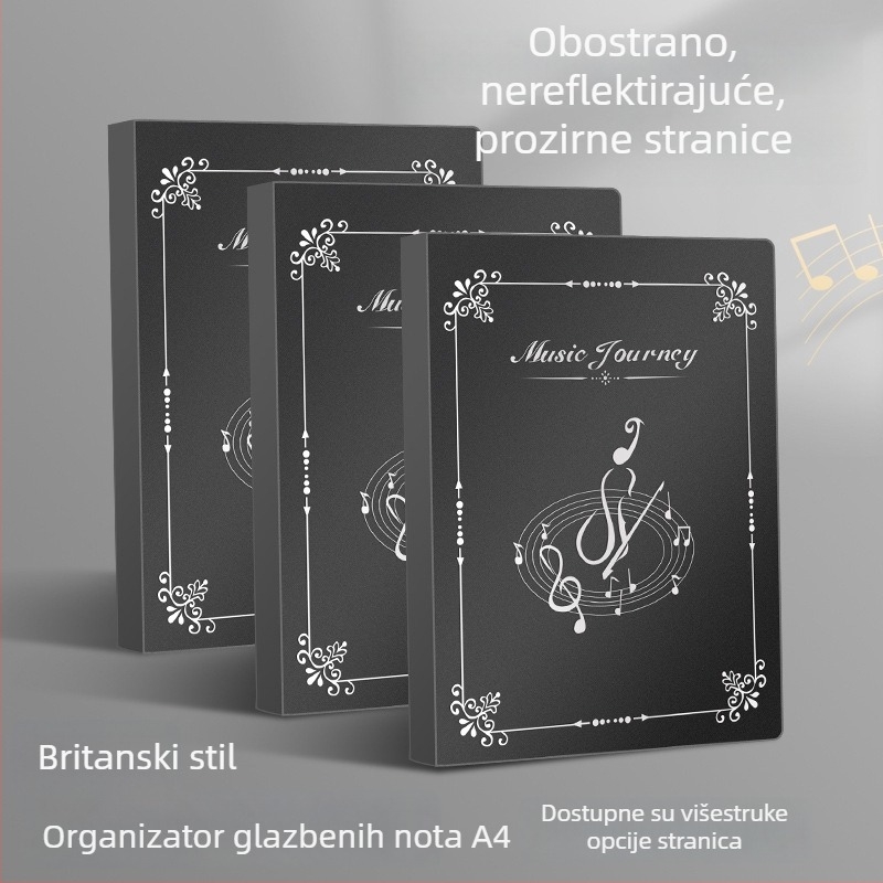 Folder za note s prozirnim umetkom za bubnjeve i klavir, prilagodljiv organizator