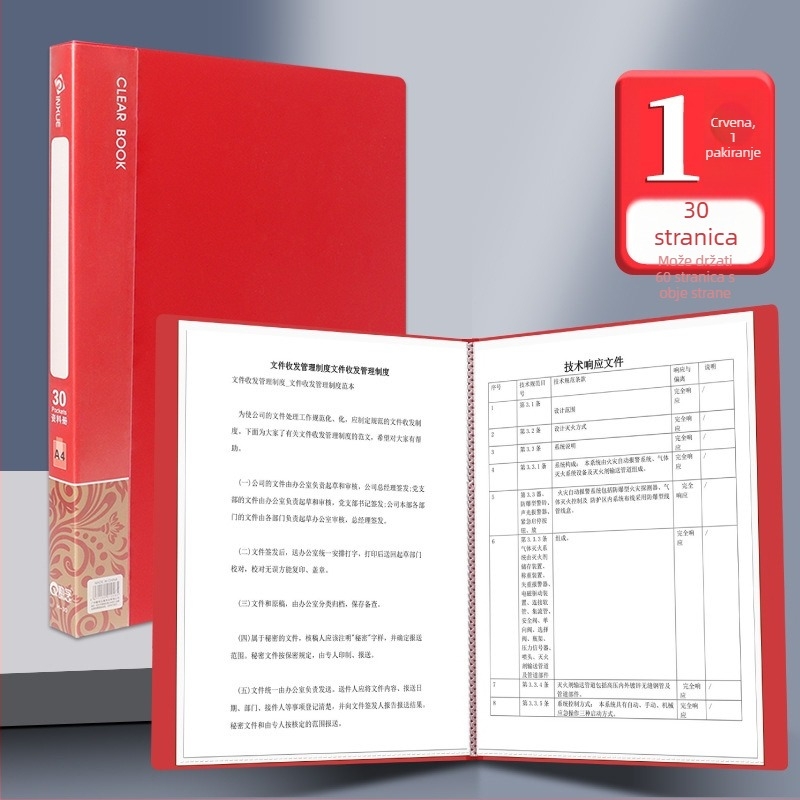 A4 debeli organizator dokumenata s višestrukim pretincima i prozirnim umetnim stranicama za trudnoćne evidencije