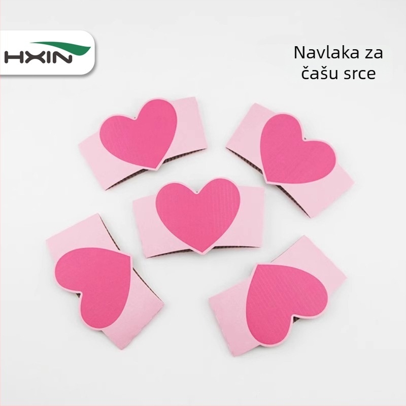 HXIN Papirne navlake za šalice s oblikom srca, debeli, valoviti, za jednokratnu upotrebu