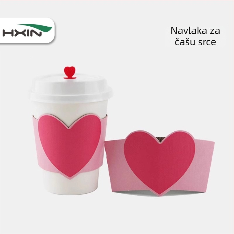 HXIN Papirne navlake za šalice s oblikom srca, debeli, valoviti, za jednokratnu upotrebu