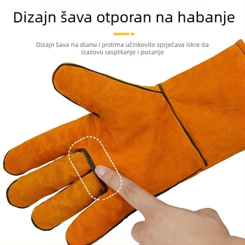 Zavarivačke rukavice s pamukom, debeli, otporni na habanje, toplinska izolacija, otporni na visoke temperature, zaštitne rukavice od dvostruke kravljeg kože