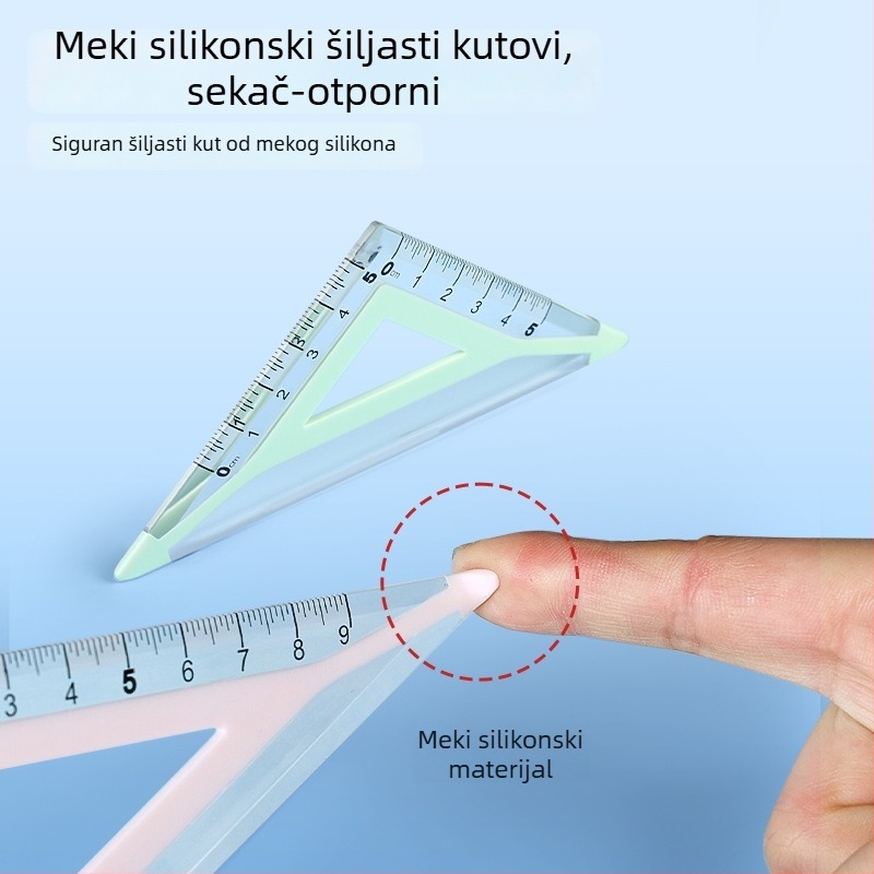 Veliki prozirni ravnalo set za učenike, 4 komada, za crtanje, otporno na udarce, 15 cm