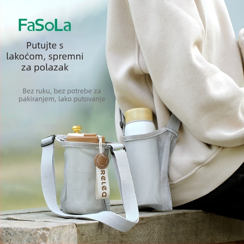 FaSoLa Prijenosna vanjska izolirana torbica za bocu i čašu, univerzalna velika kapaciteta, s remenom preko tijela ili u ruci