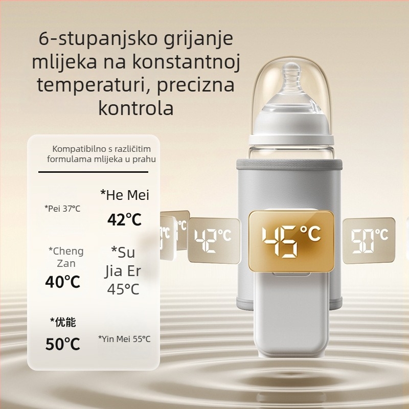 Univerzalni bežični grijač za bočicu s pametnim upravljanjem temperature, punjiva litijeva baterija, prijenosan