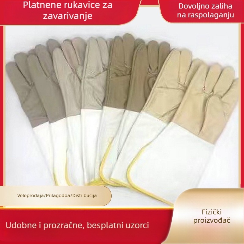 Zavarivačke rukavice od teleće kože i platna, dugačak manžet, zaštitne radne rukavice za zavarivanje