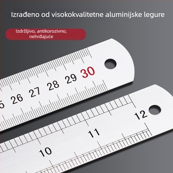 Set ravnala od nehrđajućeg čelika i aluminijske legure, duljine 15/20/30 cm, dvostruka skala, metalno ravnalo za ured