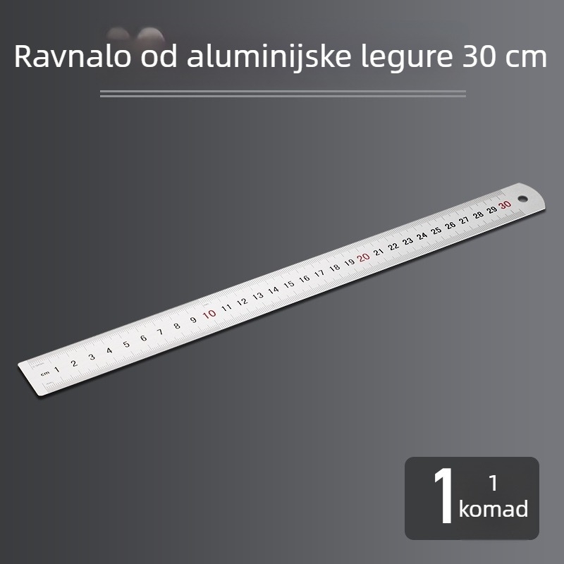 Set ravnala od nehrđajućeg čelika i aluminijske legure, duljine 15/20/30 cm, dvostruka skala, metalno ravnalo za ured