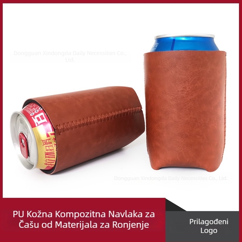 PU kožni zaštitnik za limenku piva, 330 ml / 12 oz, izolirani poklopac