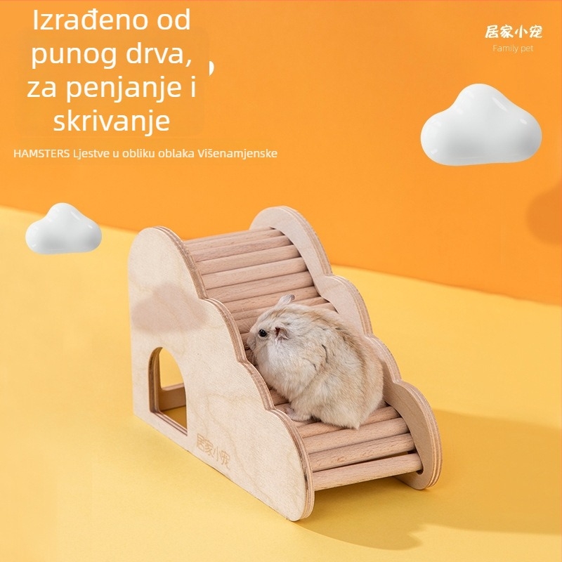 Drvena igračka za hamstere: ljestve u oblaku sa skrivenom kućicom — namještaj za unutarnji dekor za hamster