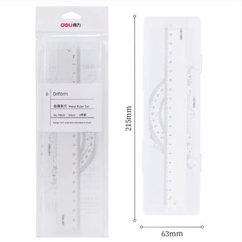Deli 79522 metalni set ravnala za crtanje: ravnalo, kutni ravnalo (set-square), protractor – četverodijelni set