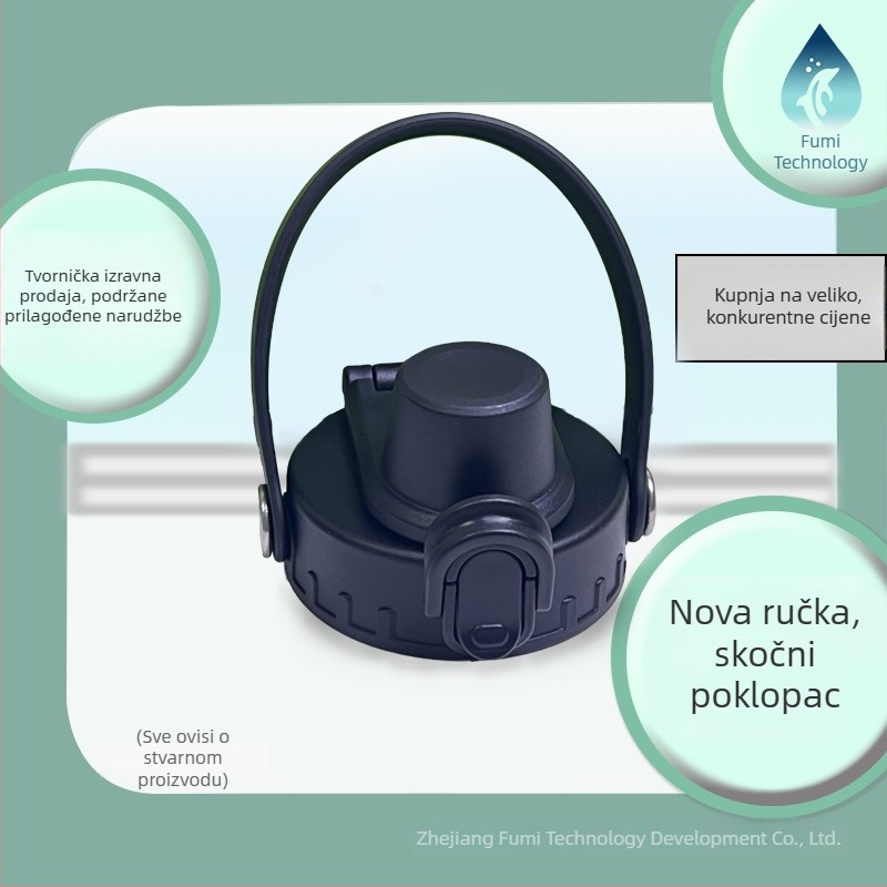 Prijenosna izolirana čaša s drškom i kapkom koji iskače, plastični poklopac za sportske čaše