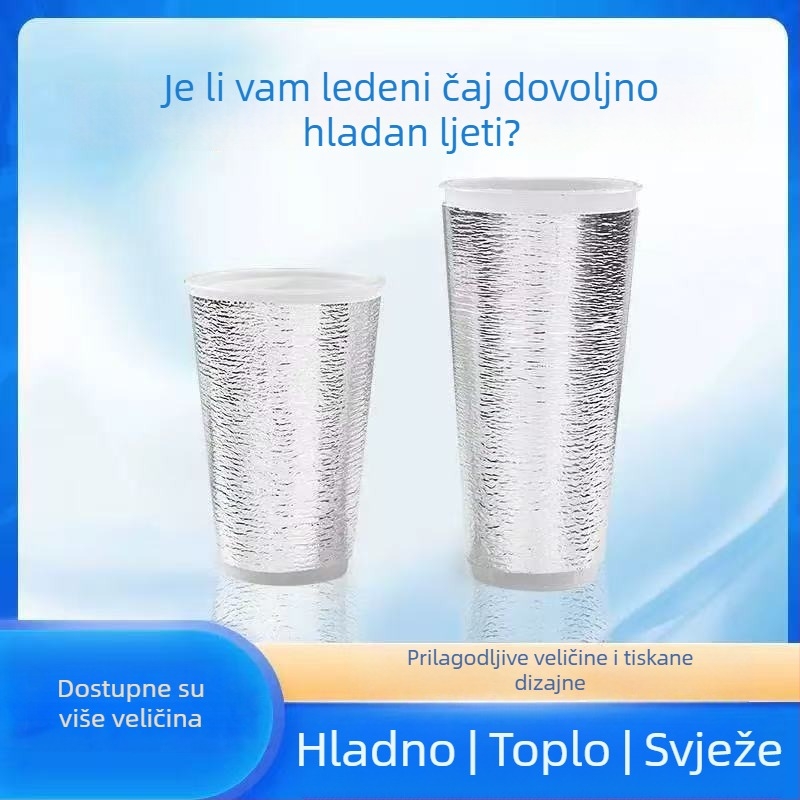 Jednokratni izolacijski omotač za šalice, za vruće i hladne napitke (čaj s mlijekom, kava), aluminijska folija