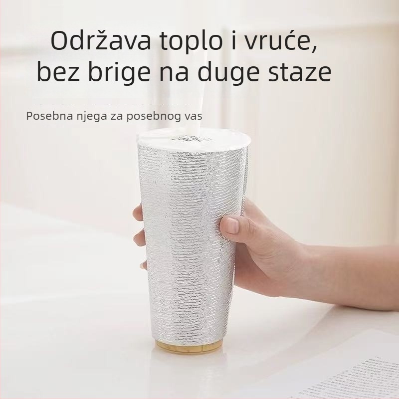 Jednokratni izolacijski omotač za šalice, za vruće i hladne napitke (čaj s mlijekom, kava), aluminijska folija