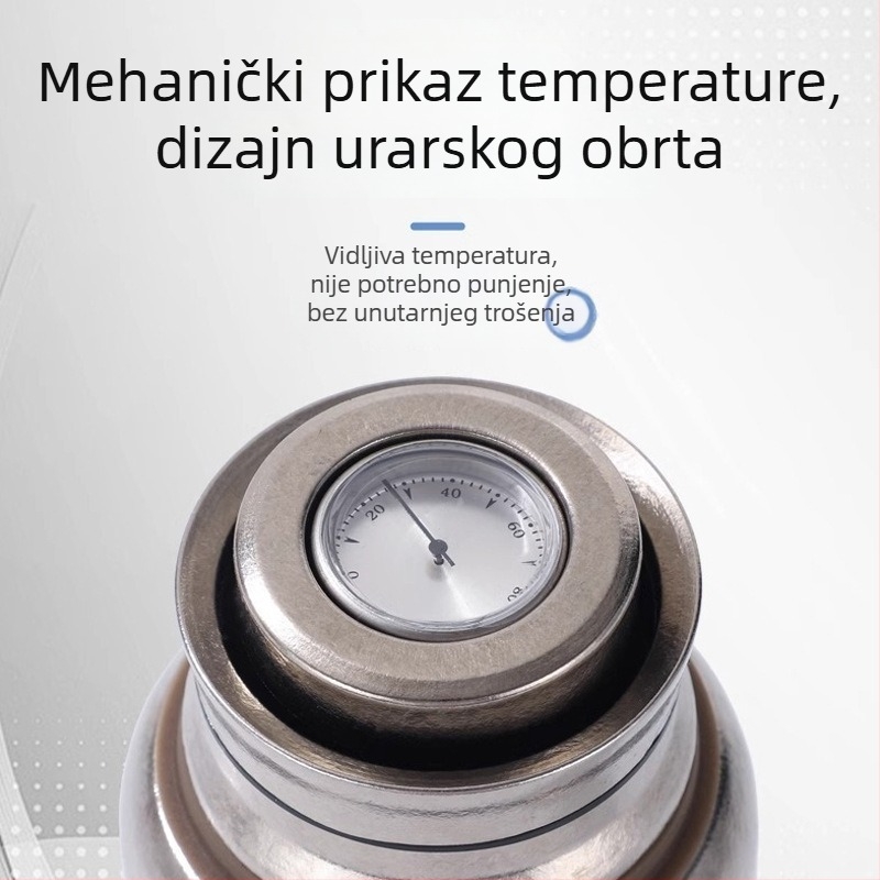 Kapak od čistog titana za termos s mehaničkim prikazom temperature, magnetski poklopac za čašu vode i unutarnja čajna cjediljka