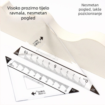 Little Fish četverodjelni skup pravila od plastike: ravnalo, kutnik, goniometar, plastični