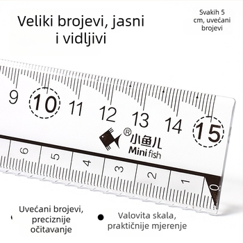 Little Fish četverodjelni skup pravila od plastike: ravnalo, kutnik, goniometar, plastični