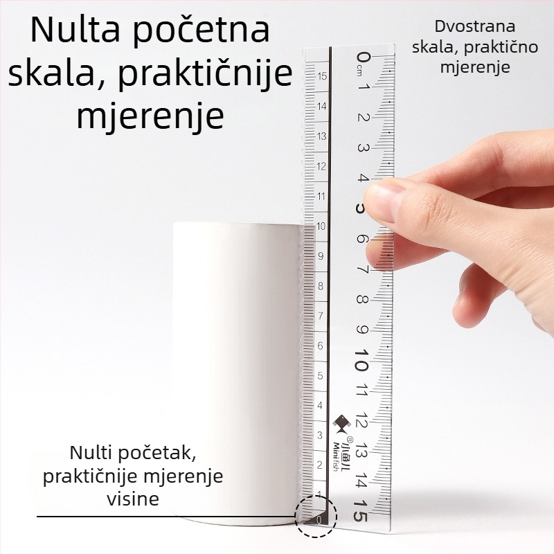 Little Fish četverodjelni skup pravila od plastike: ravnalo, kutnik, goniometar, plastični