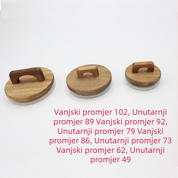 Poklop od drveta akacije za visokoborosilikatni spremnik, okrugao, jednostavan i prijenosan